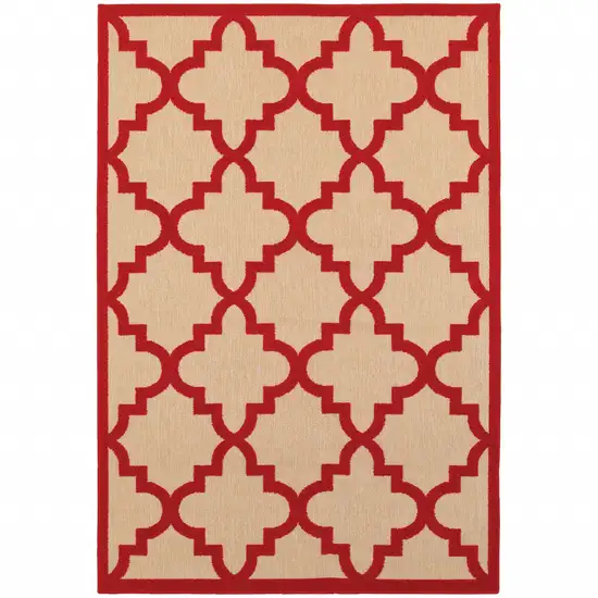 4' X 6' Sand Geometric Stain Resistant Indoor Outdoor Area Rug Photo 1