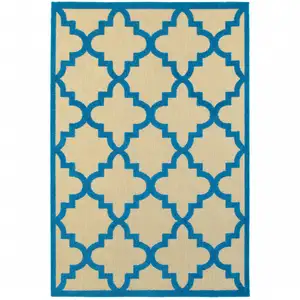 Photo of 2' X 4' Sand Geometric Stain Resistant Indoor Outdoor Area Rug