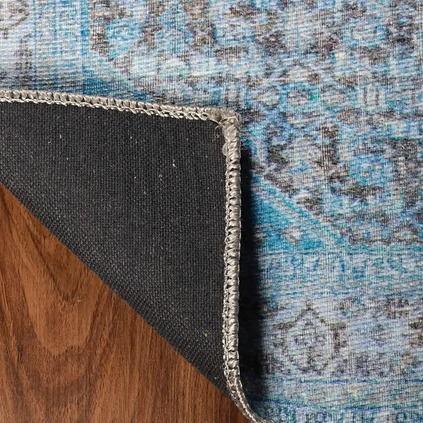 5' X 8' Shades Of Azure Oriental Stain Resistant Area Rug Photo 4