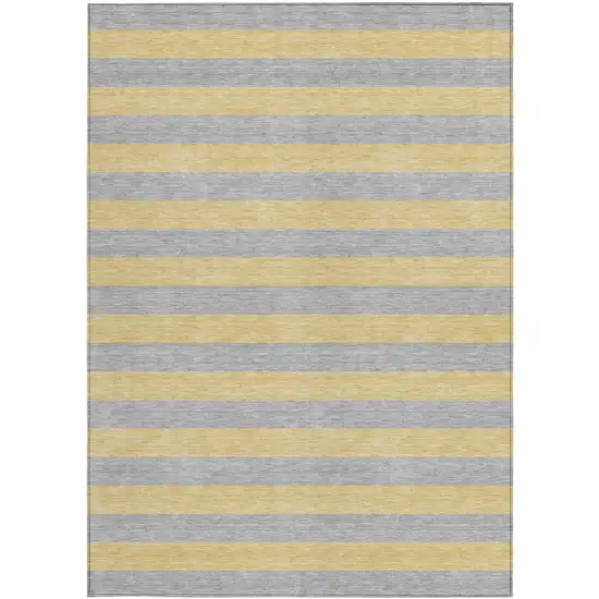 3' X 4' Silver Striped Washable Non Skid Indoor Outdoor Area Rug Photo 4