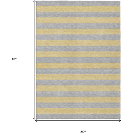 3' X 4' Silver Striped Washable Non Skid Indoor Outdoor Area Rug Photo 3