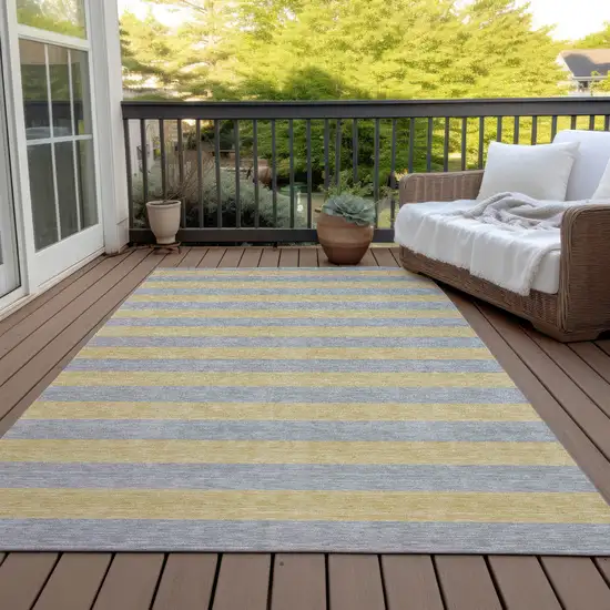 3' X 4' Silver Striped Washable Non Skid Indoor Outdoor Area Rug Photo 8