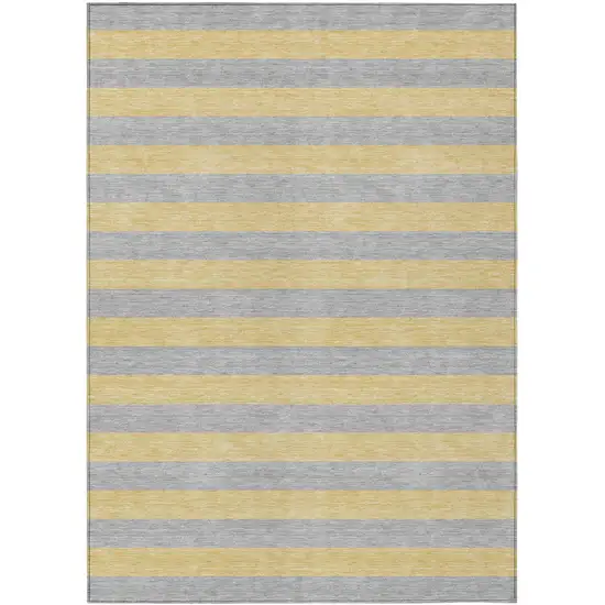 3' X 4' Silver Striped Washable Non Skid Indoor Outdoor Area Rug Photo 2