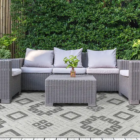 6' X 9' Slate Geometric Stain Resistant Non Skid Indoor Outdoor Area Rug Photo 5