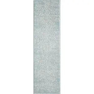 Photo of 7'X12' Spa Blue Machine Woven Distressed Medallion Indoor Area Rug