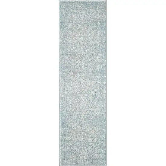 Spa Blue Machine Woven Distressed Medallion Indoor Area Rug Photo 2