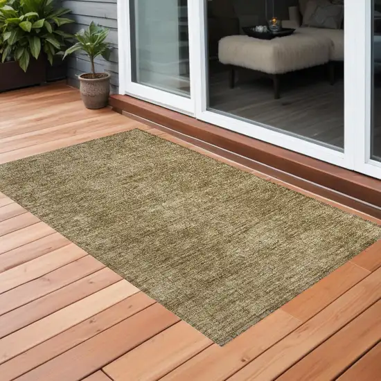 Tan Abstract Washable Non Skid Indoor Outdoor Area Rug Photo 1