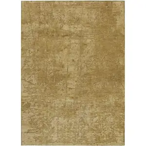 Photo of 3' X 4' Tan Abstract Washable Non Skid Indoor Outdoor Area Rug