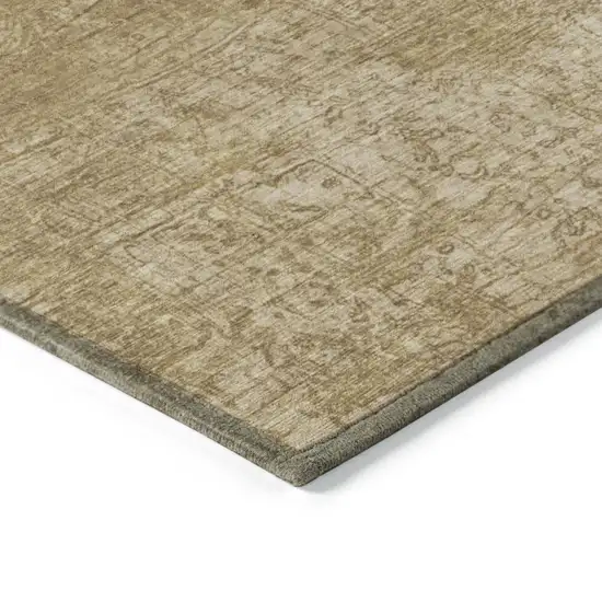 Tan Abstract Washable Non Skid Indoor Outdoor Area Rug Photo 7