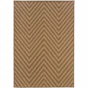 Photo of 3' X 5' Tan Geometric Stain Resistant Indoor Outdoor Area Rug