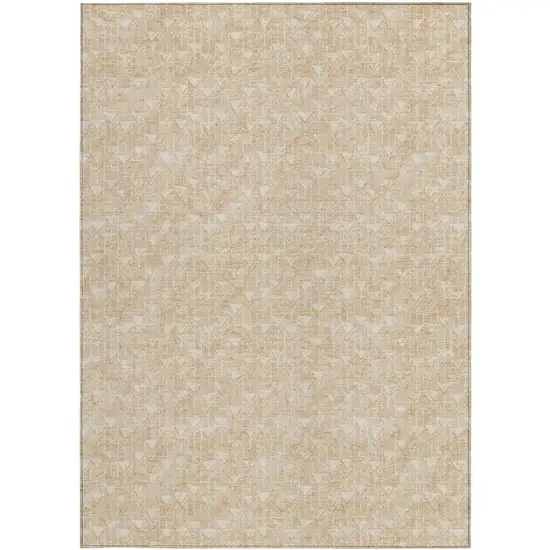 Tan Geometric Washable Non Skid Indoor Outdoor Area Rug Photo 7