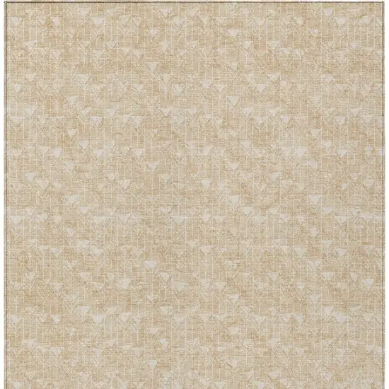 Tan Geometric Washable Non Skid Indoor Outdoor Area Rug Photo 7