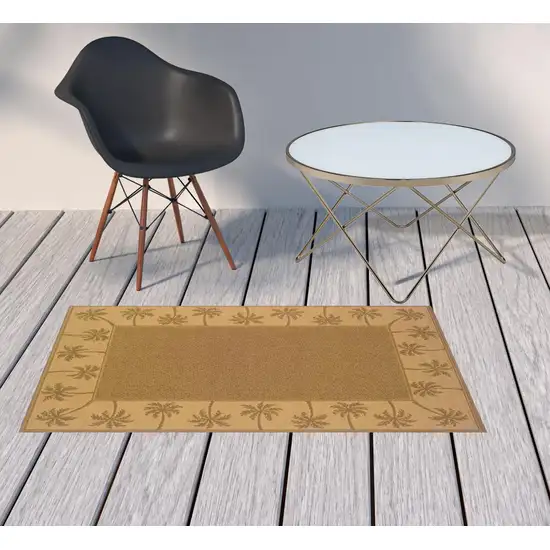 3' X 5' Tan Stain Resistant Indoor Outdoor Area Rug Photo 2