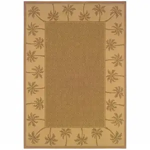 Photo of 8' X 11' Tan Stain Resistant Indoor Outdoor Area Rug