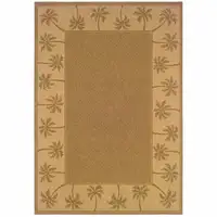 Photo of 9' X 13' Tan Stain Resistant Indoor Outdoor Area Rug