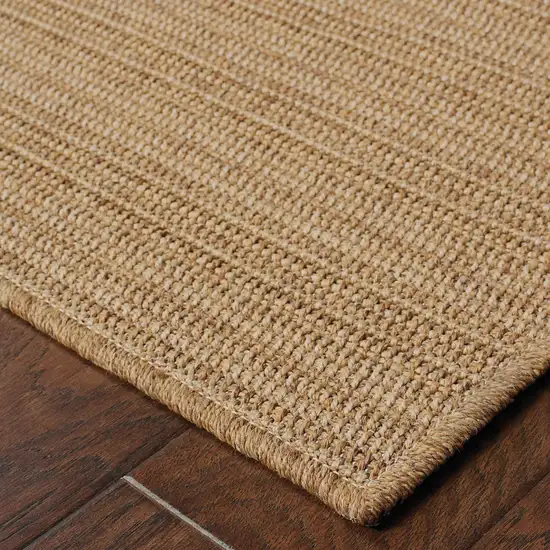 3' X 5' Tan Striped Stain Resistant Indoor Outdoor Area Rug Photo 3