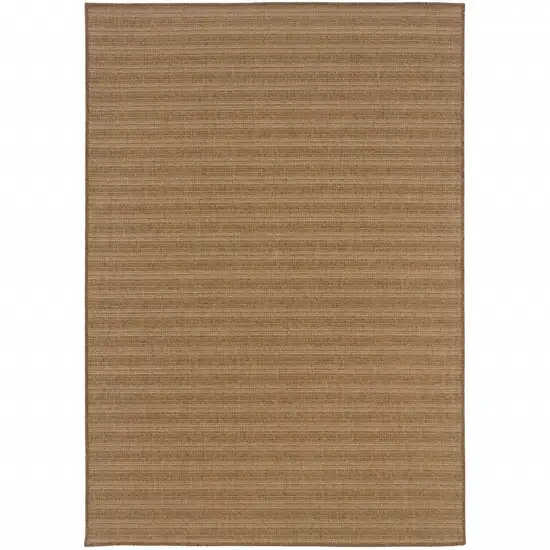 3' X 5' Tan Striped Stain Resistant Indoor Outdoor Area Rug Photo 1