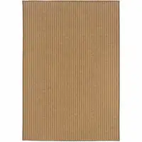 Photo of 6' X 9' Tan Striped Stain Resistant Indoor Outdoor Area Rug
