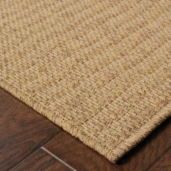 6' X 9' Tan Striped Stain Resistant Indoor Outdoor Area Rug Photo 3