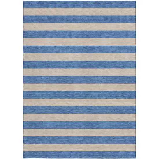 3' X 4' Tan Striped Washable Non Skid Indoor Outdoor Area Rug Photo 5