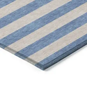 Photo of 3' X 4' Tan Striped Washable Non Skid Indoor Outdoor Area Rug