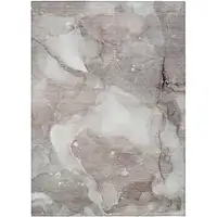 Photo of 3' X 5' Taupe Abstract Washable Non Skid Indoor Outdoor Area Rug