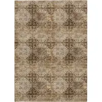 Photo of 3' X 4' Taupe Floral Medallion Washable Non Skid Indoor Outdoor Area Rug