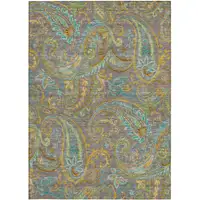 Photo of 3' X 5' Taupe Paisley Washable Non Skid Indoor Outdoor Area Rug