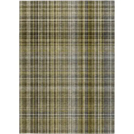 3' X 4' Taupe Plaid Washable Non Skid Indoor Outdoor Area Rug Photo 2