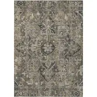 Photo of 3' X 4' Taupe and Dark Taupe Oriental Washable Non Skid Indoor Outdoor Area Rug