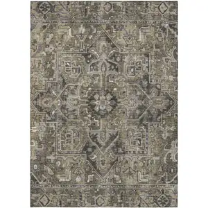 Photo of 3' X 4' Taupe and Dark Taupe Oriental Washable Non Skid Indoor Outdoor Area Rug