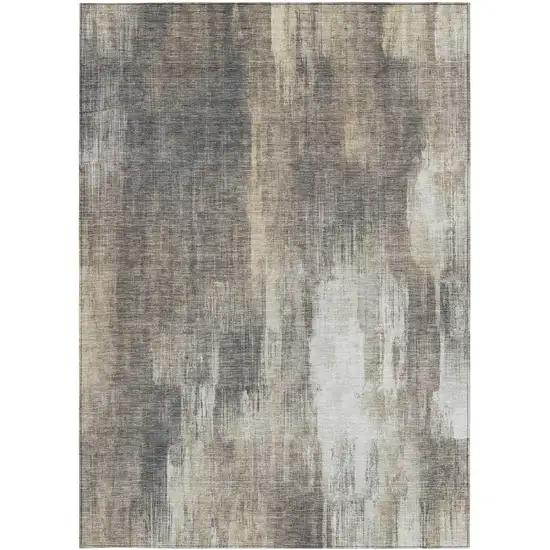 3' X 4' Taupe and Gray Abstract Washable Non Skid Indoor Outdoor Area Rug Photo 4