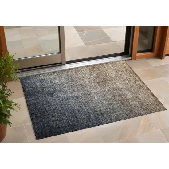 3' X 5' Taupe and Gray Ombre Washable Non Skid Indoor Outdoor Area Rug Photo 1