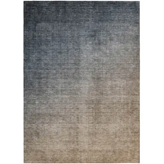 3' X 5' Taupe and Gray Ombre Washable Non Skid Indoor Outdoor Area Rug Photo 2