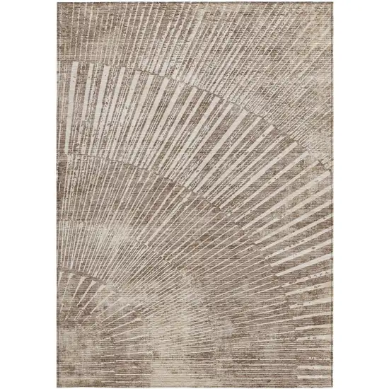 3' X 4' Taupe and Ivory Abstract Washable Non Skid Indoor Outdoor Area Rug Photo 5