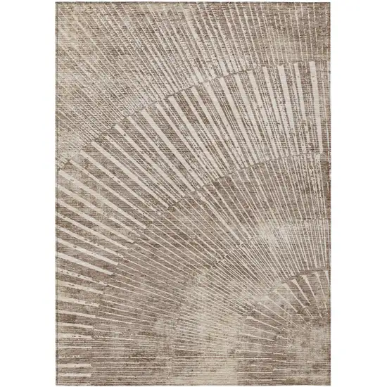 3' X 4' Taupe and Ivory Abstract Washable Non Skid Indoor Outdoor Area Rug Photo 2