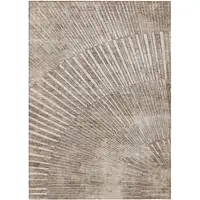 Photo of 3' X 4' Taupe and Ivory Abstract Washable Non Skid Indoor Outdoor Area Rug