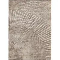 Photo of 3' X 5' Taupe and Ivory Abstract Washable Non Skid Indoor Outdoor Area Rug