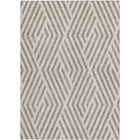 Photo of 3' X 5' Taupe and Ivory Geometric Washable Non Skid Indoor Outdoor Area Rug