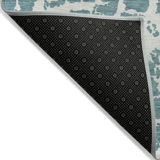 Teal Abstract Washable Non Skid Indoor Outdoor Area Rug Photo 5