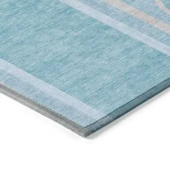 3' X 4' Teal Abstract Washable Non Skid Indoor Outdoor Area Rug Photo 5