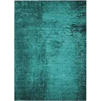 Photo of 3' X 4' Teal Abstract Washable Non Skid Indoor Outdoor Area Rug