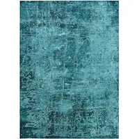 Photo of 3' X 4' Teal Abstract Washable Non Skid Indoor Outdoor Area Rug