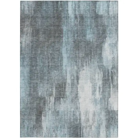 3' X 4' Teal Abstract Washable Non Skid Indoor Outdoor Area Rug Photo 5