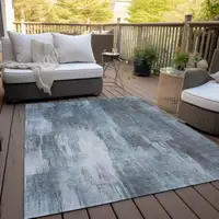 Photo of 3' X 4' Teal Abstract Washable Non Skid Indoor Outdoor Area Rug