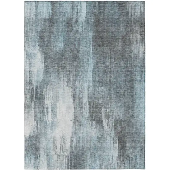 3' X 5' Teal Abstract Washable Non Skid Indoor Outdoor Area Rug Photo 2