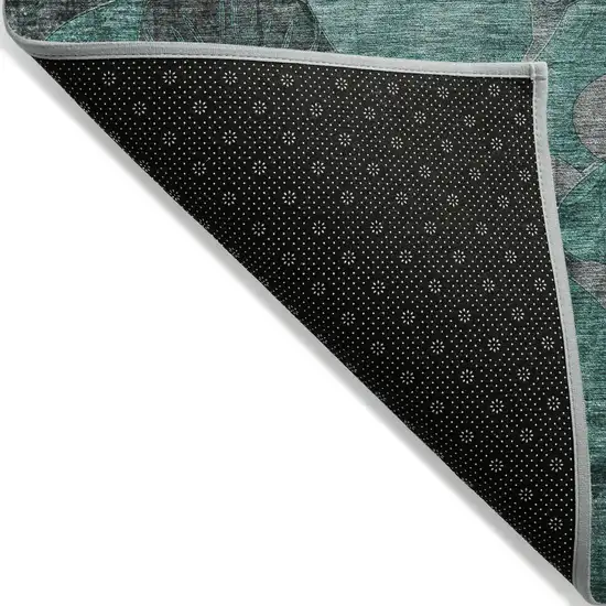 Teal Black and Gray Abstract Washable Indoor Outdoor Area Rug Photo 6