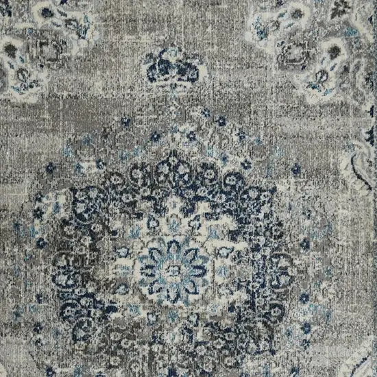 3' X 5' Teal Blue Medallion Power Loom Area Rug Photo 6