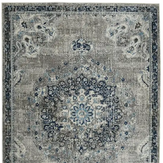 3' X 5' Teal Blue Medallion Power Loom Area Rug Photo 7