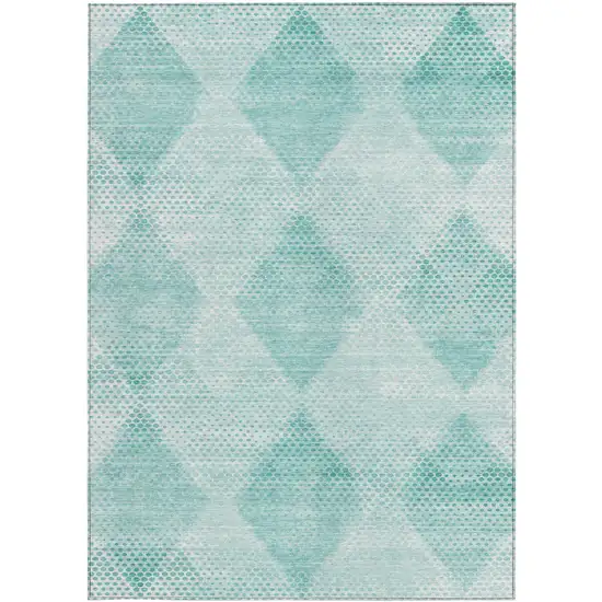 3' X 4' Teal Geometric Washable Non Skid Indoor Outdoor Area Rug Photo 5